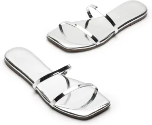 TKEES Womens Square Toe Gemma Mirror Chrome 7 B - Medium