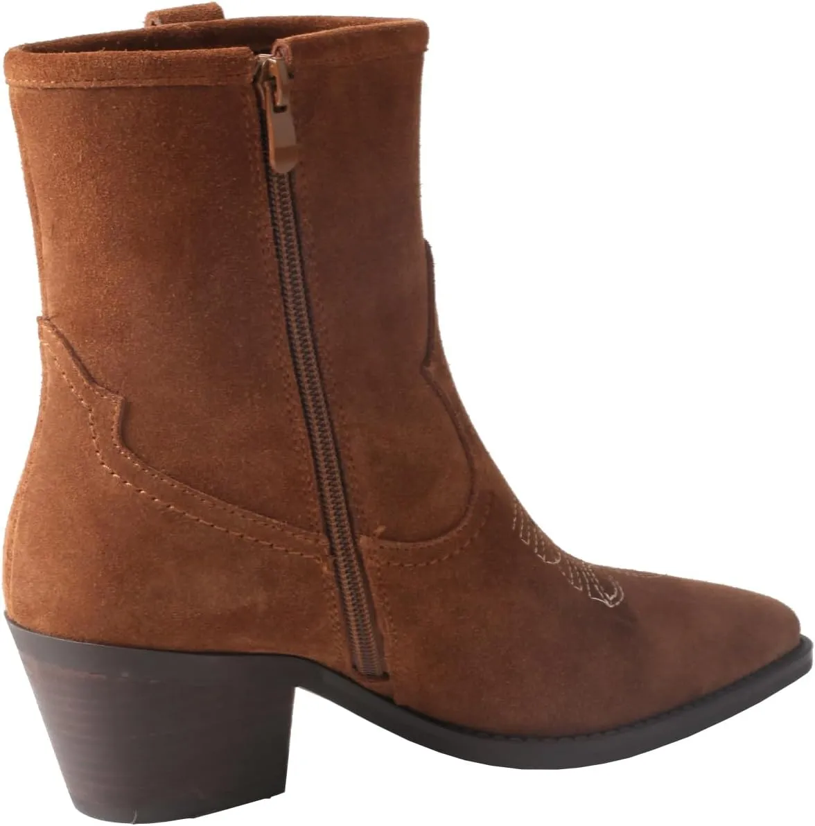 TMA EYES Women's Low-Heeled Pointy Ankle Western Boots With Side Zipper