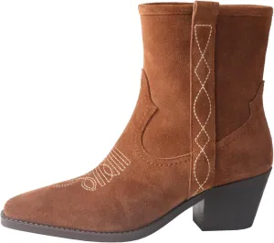 TMA EYES Women's Low-Heeled Pointy Ankle Western Boots With Side Zipper