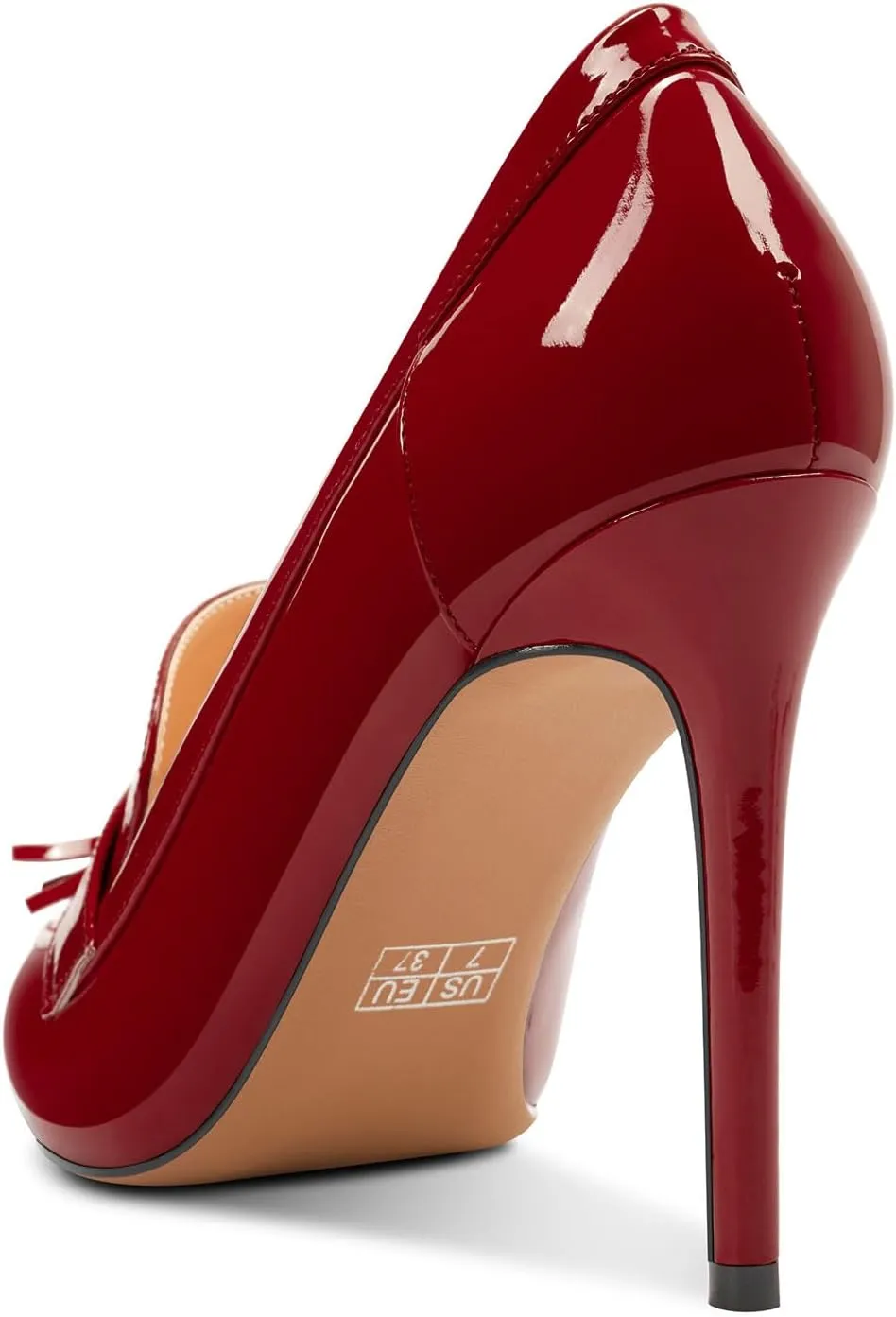 TNYNFBEB Womens Stiletto High Heel Pointed Toe Pumps Tassel Loafers Shoes Slip-on Prom Dress Patent Leather 3.9 Inches Heels