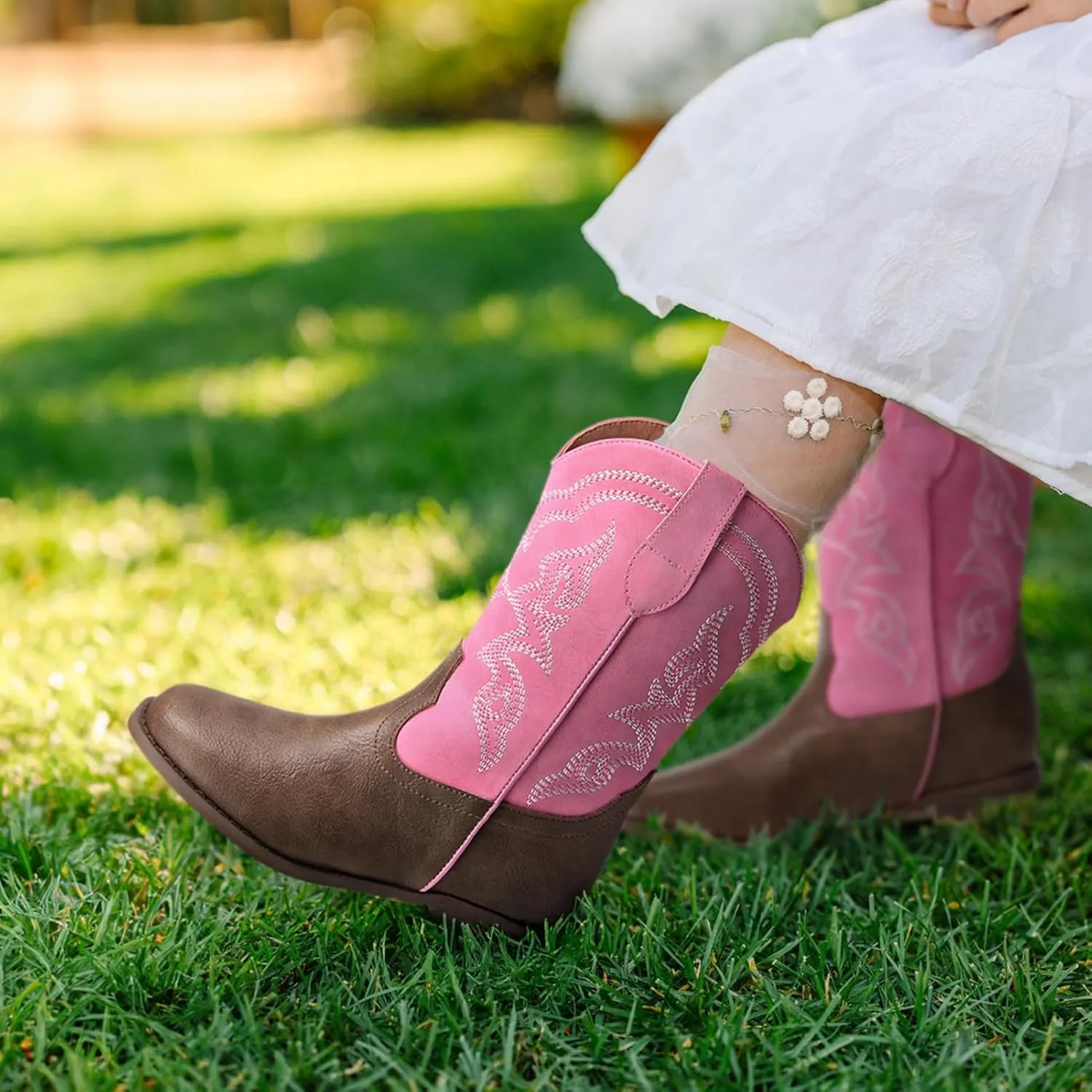 Toddler Girls Cowboy Boots - Cowgirl Western Boot for Kids Mid Calf Riding Shoes Little Kid/Big Kid