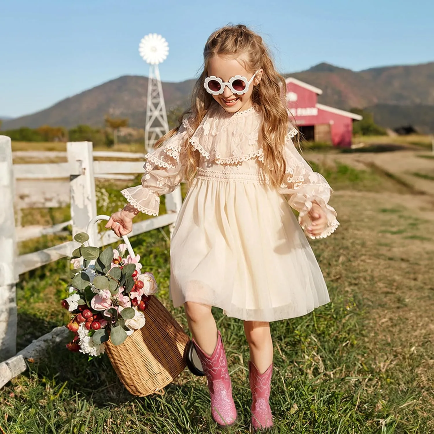 Toddler Girls Cowboy Boots - Cowgirl Western Boot for Kids Mid Calf Riding Shoes Little Kid/Big Kid