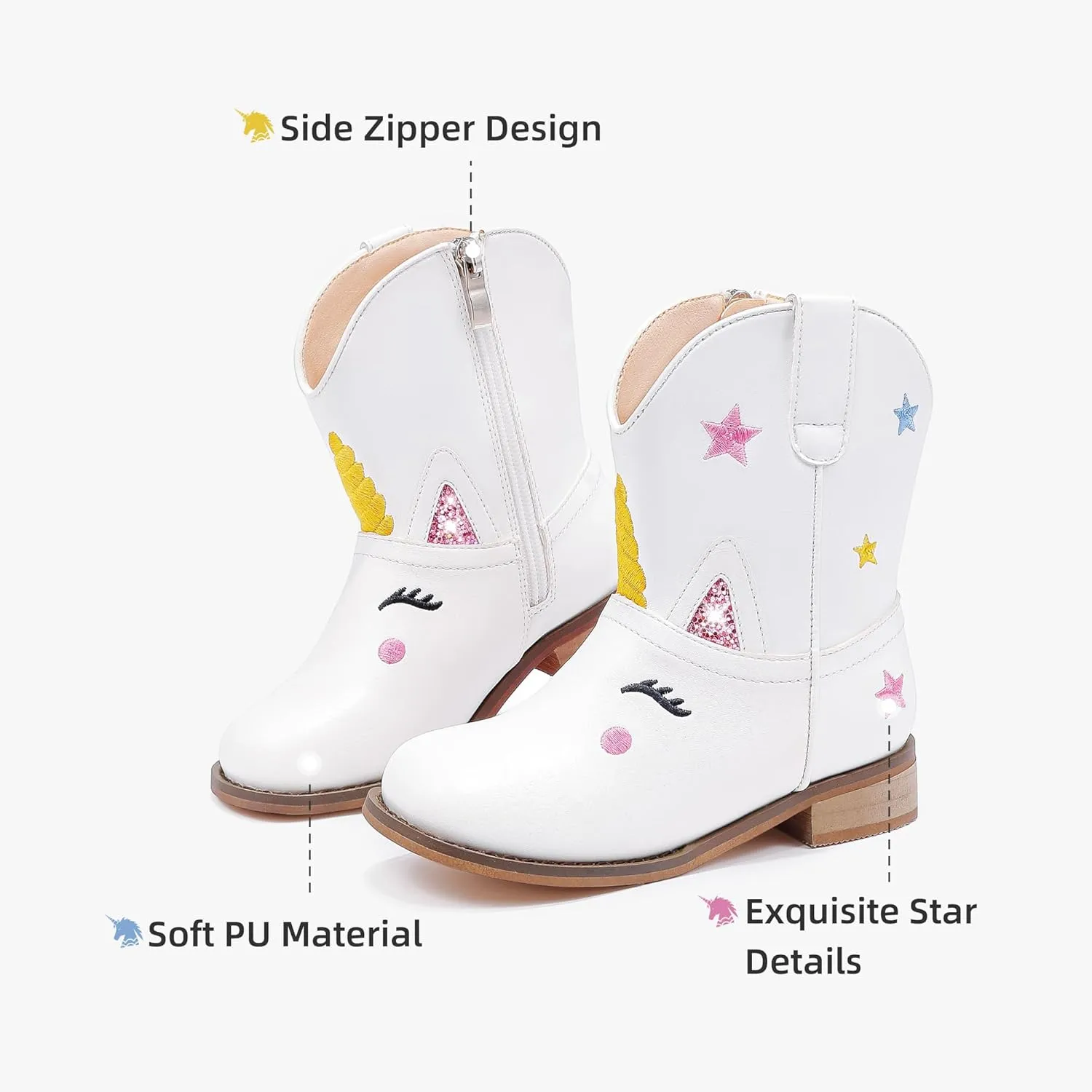 Toddler Girls Cowgirl Boots Cowboy Boots for Boys Little Kids Boot Animal Zipper Ankle Western Riding Shoes Birthday Party Wedding