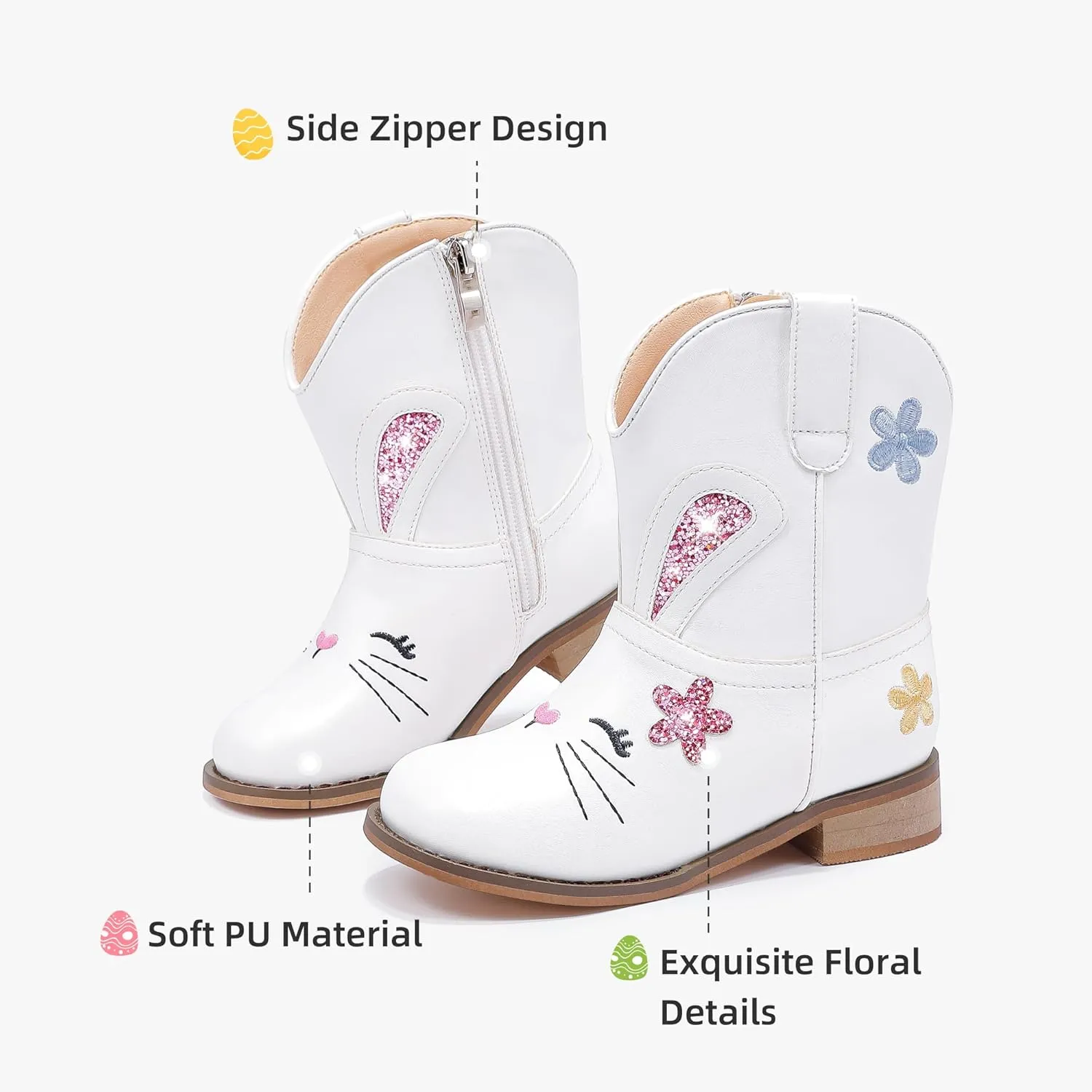 Toddler Girls Cowgirl Boots Cowboy Boots for Boys Little Kids Boot Animal Zipper Ankle Western Riding Shoes Birthday Party Wedding