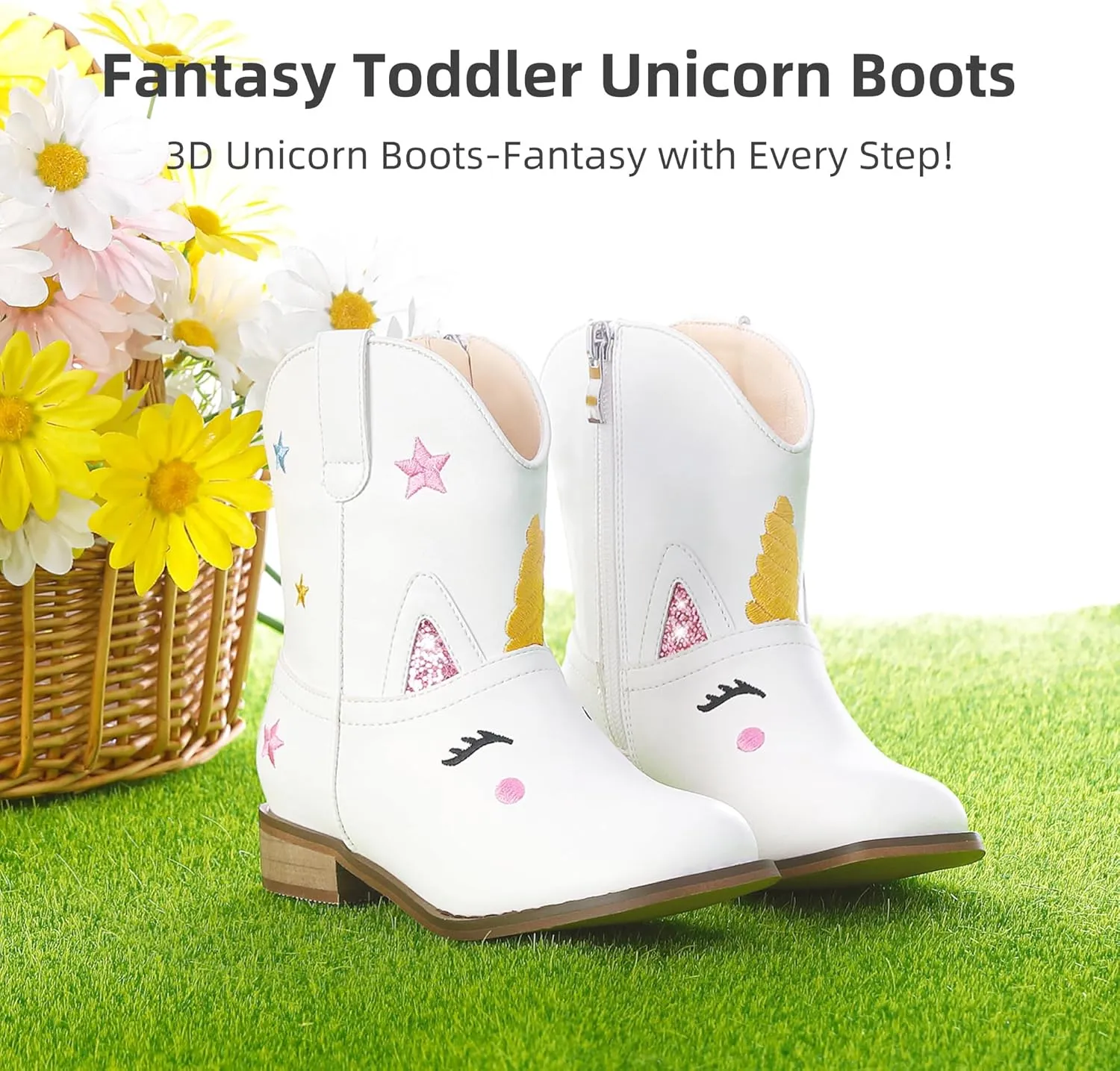Toddler Girls Cowgirl Boots Cowboy Boots for Boys Little Kids Boot Animal Zipper Ankle Western Riding Shoes Birthday Party Wedding
