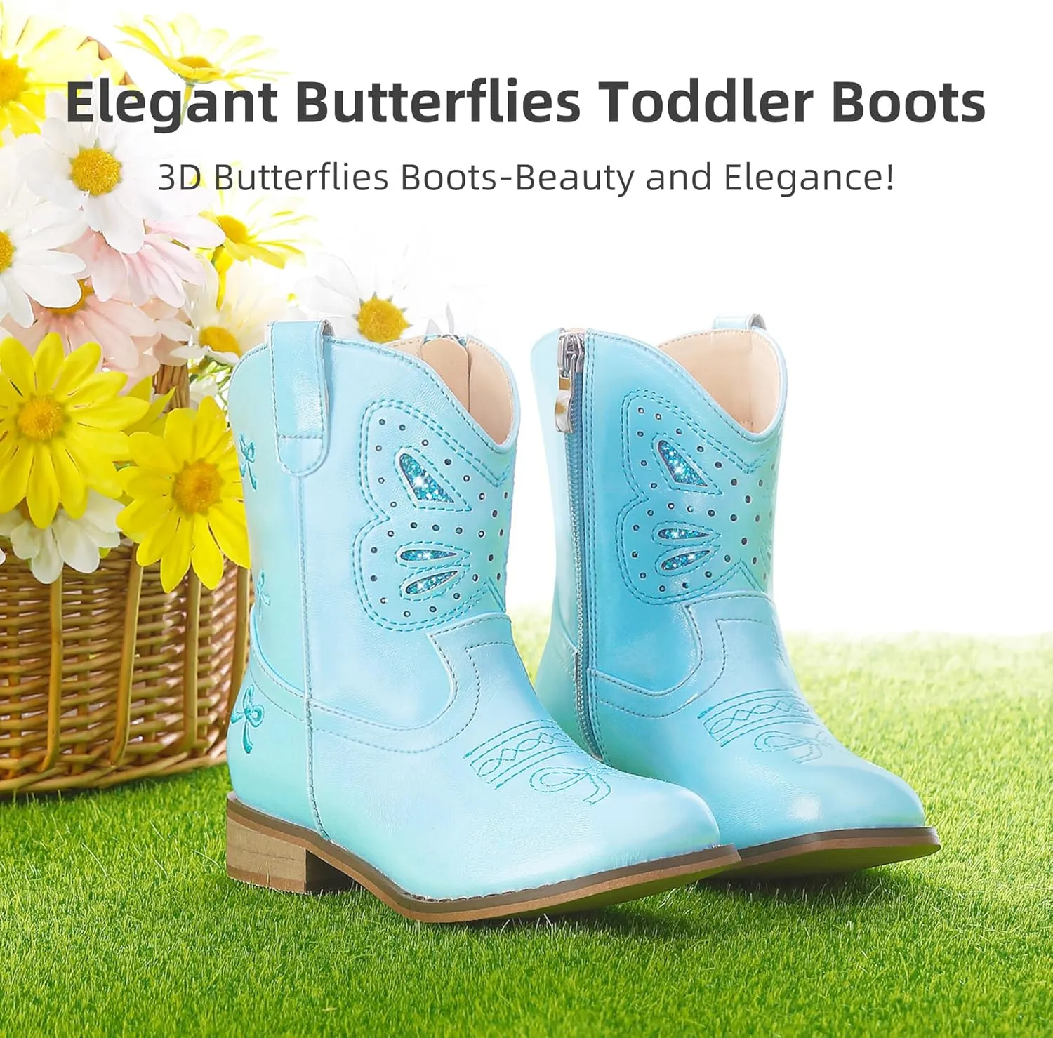 Toddler Girls Cowgirl Boots Cowboy Boots for Boys Little Kids Boot Animal Zipper Ankle Western Riding Shoes Birthday Party Wedding