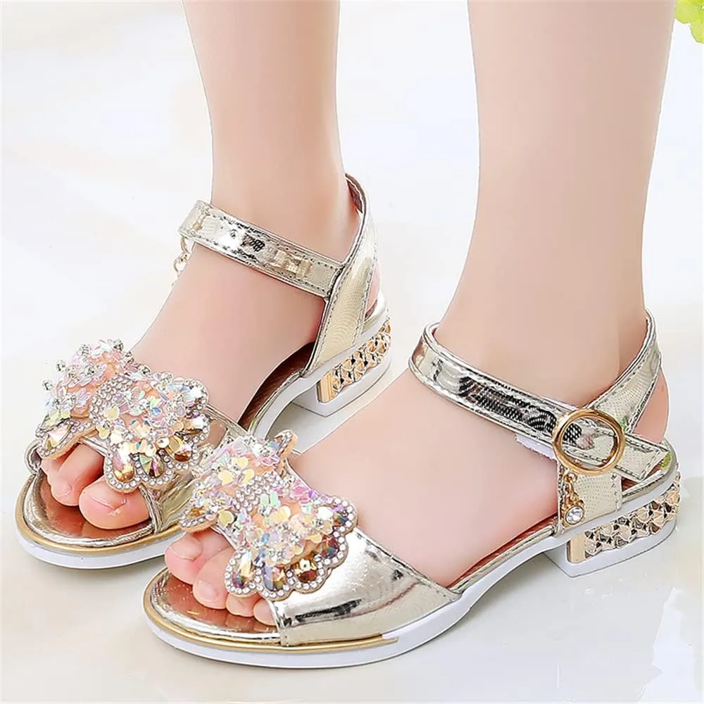 Toddler Girls Glitter Bow Sandals Kids Princess Bling Crystal Summer Shoes