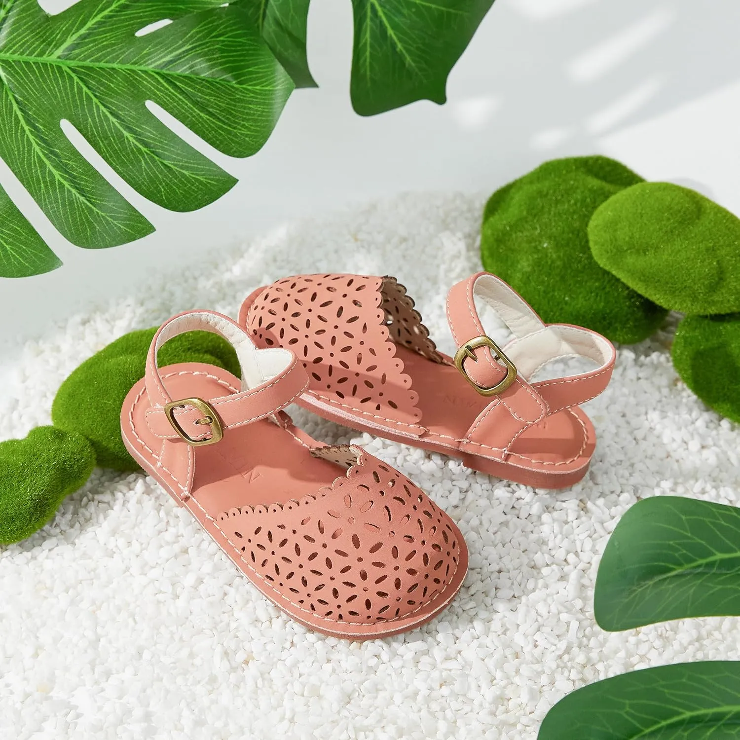 Toddler Little Girl Summer Sandals - Flower Girl Close Toe Dress Shoes Flats Wedding Princess