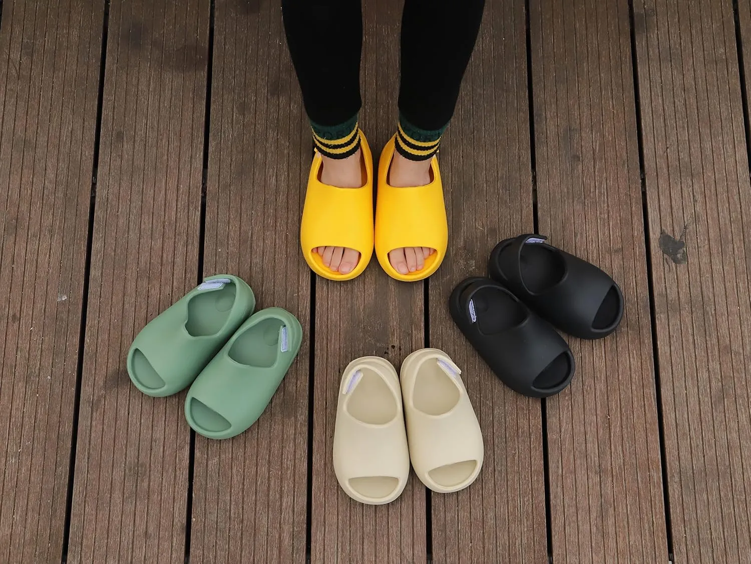Toddler Little Kids Slides Sandals, Kids Summer Non-slip Open Toe Slides Sandals,Beach Pool Anti-slip Water Shoes,Indoor Outdoor Lightweight Slippers for Boys and Girls