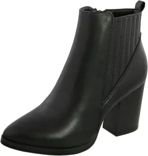 TOP Moda Womens Ankle Boots Chunky Stacked Mid Heel Elastic Chelsea