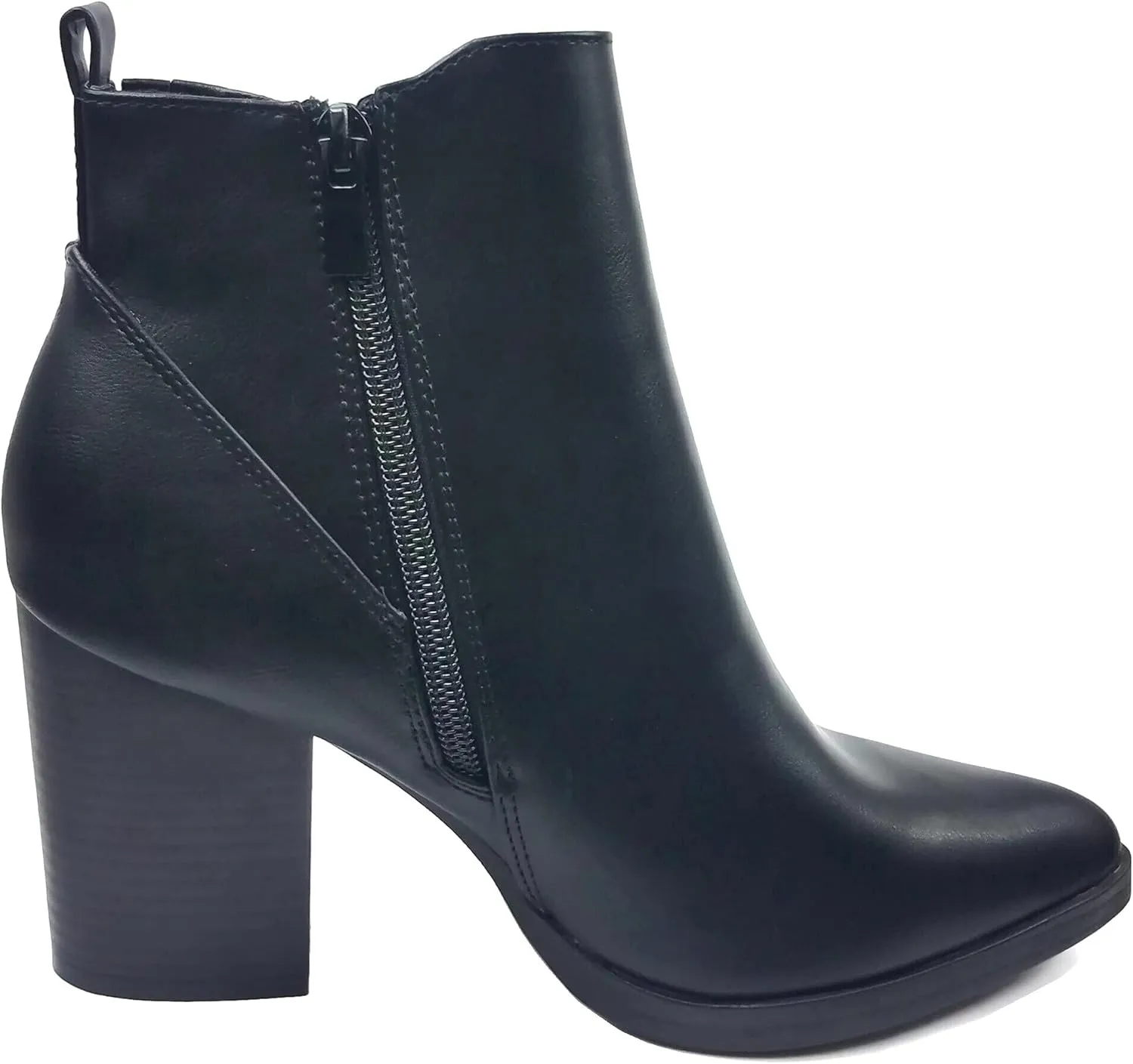 TOP Moda Womens Ankle Boots Chunky Stacked Mid Heel Elastic Chelsea