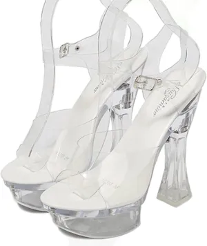 Tophacker Women's 14CM/5.5IN Chunky Heel LED Lights Transparent Platform Sandals Sexy Stripper Performance Heels Pole Dancing Special Occasion Shoes Shoes