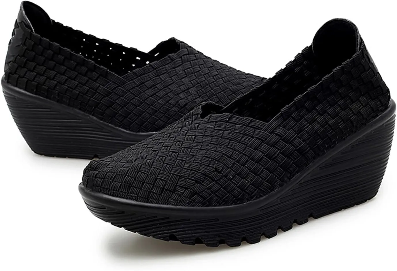 Touchmosees Women's Platform Wedge Sandals Woven Pumps Mary Jane Shoes Comfortable Walking Shoes