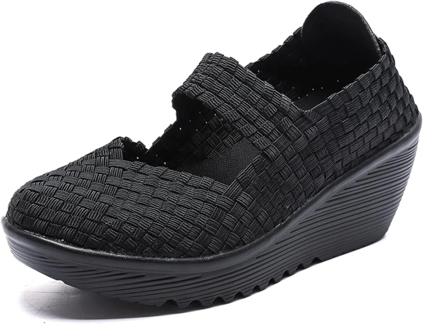 Touchmosees Women's Platform Wedge Sandals Woven Pumps Mary Jane Shoes Comfortable Walking Shoes