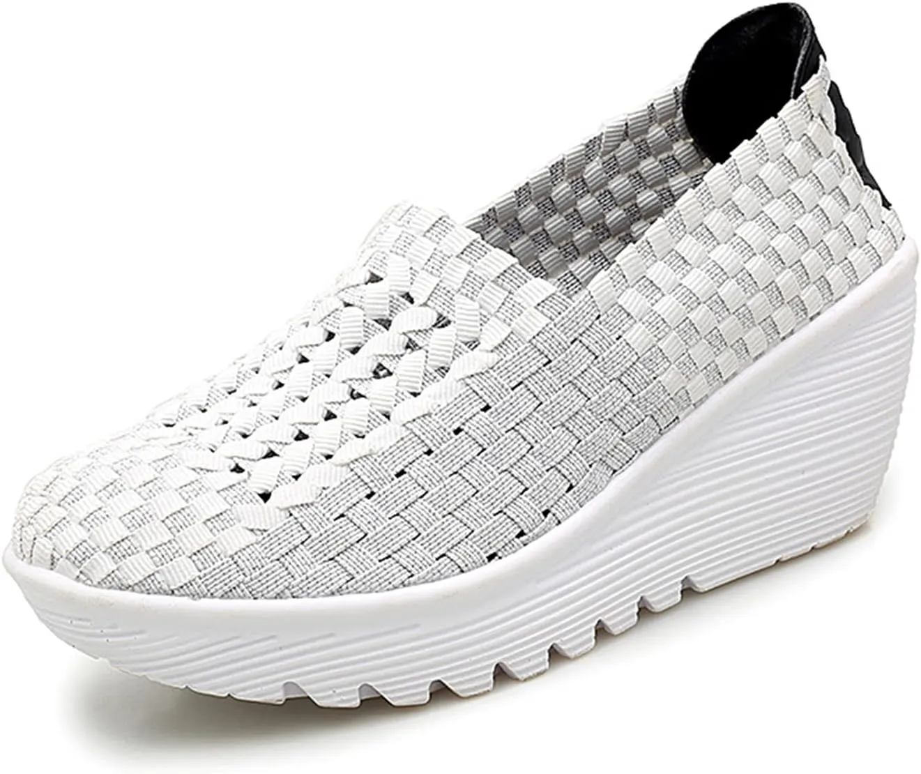 Touchmosees Women's Platform Wedge Sandals Woven Pumps Mary Jane Shoes Comfortable Walking Shoes
