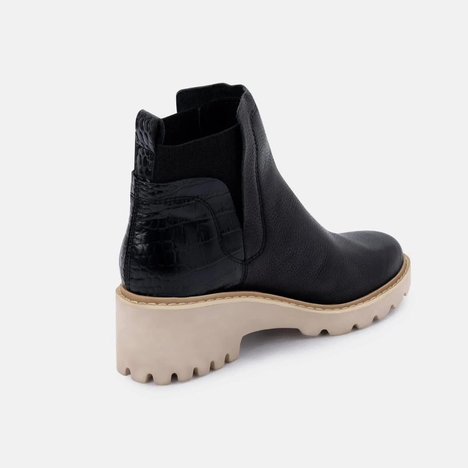 Trish Lucia Womens Platform Lug Sole Chelsea Boots Ankle High Chunky Block Heel Non-Slip Suede Leather Slip on Combat Fashion Booties