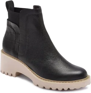 Trish Lucia Womens Platform Lug Sole Chelsea Boots Ankle High Chunky Block Heel Non-Slip Suede Leather Slip on Combat Fashion Booties