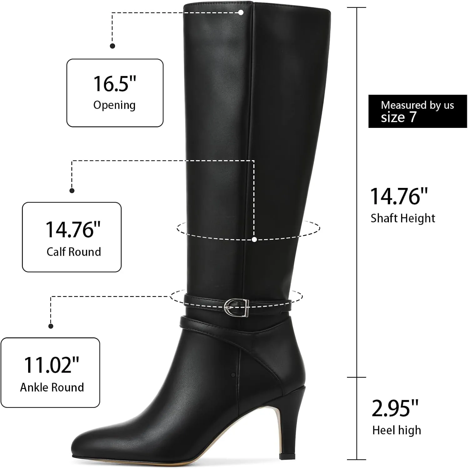 Tscoyuki Knee High Boots Women Round Toe 2.9 In Tall Boots for Women Side Zipper Stiletto High Heel Fall Long Boots