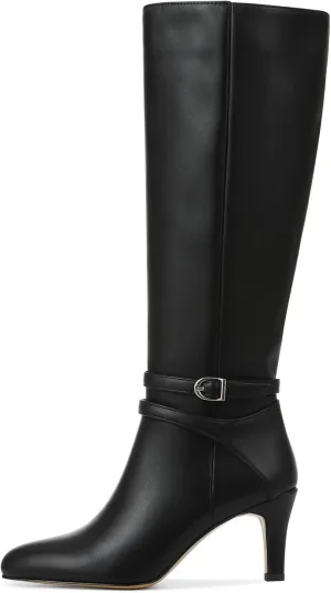 Tscoyuki Knee High Boots Women Round Toe 2.9 In Tall Boots for Women Side Zipper Stiletto High Heel Fall Long Boots
