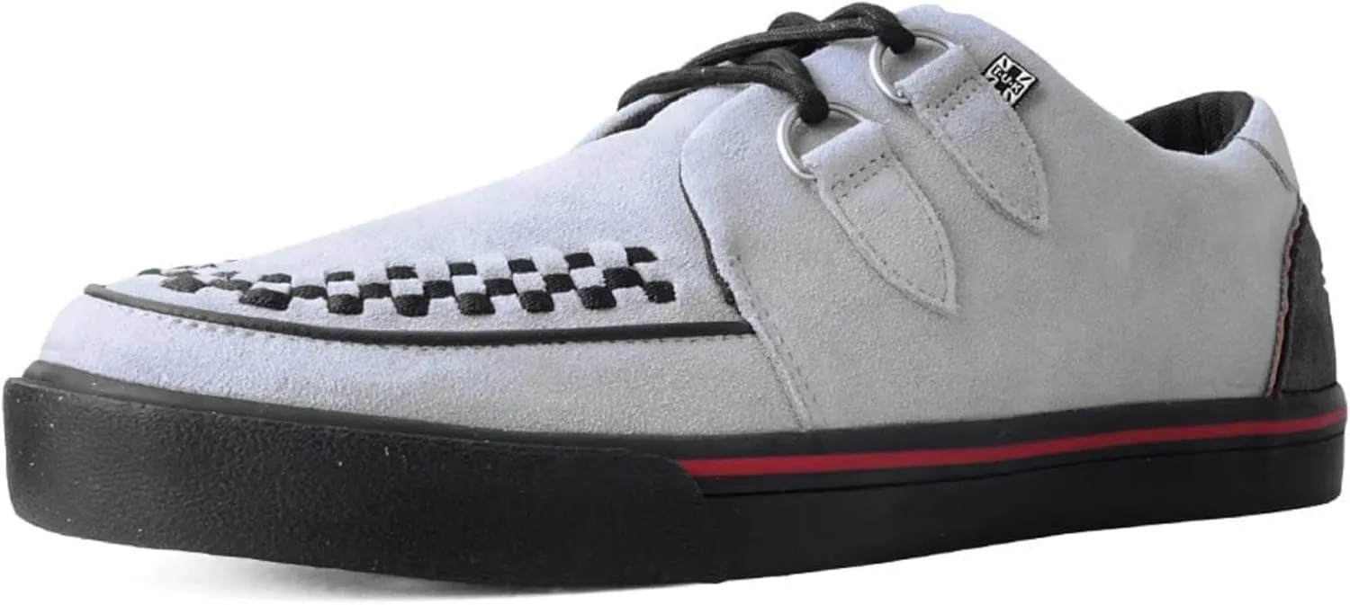 TUK Shoes Grey Suede Creeper Sneaker for Women and Men, D Ring Lace Up, US Women 8 / Men 6