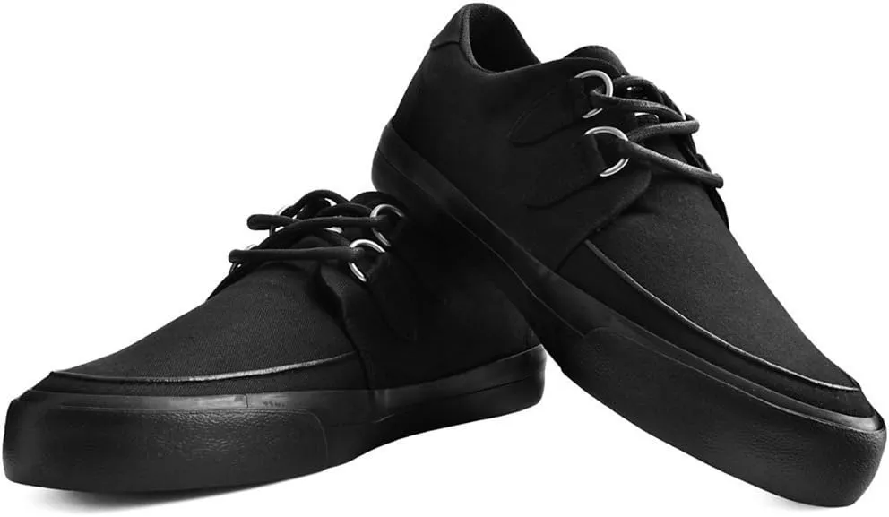 T.U.K. Twill Vegan Creeper Sneaker Shoes for Women and Men, Interlace D Ring Lace Up Shoes