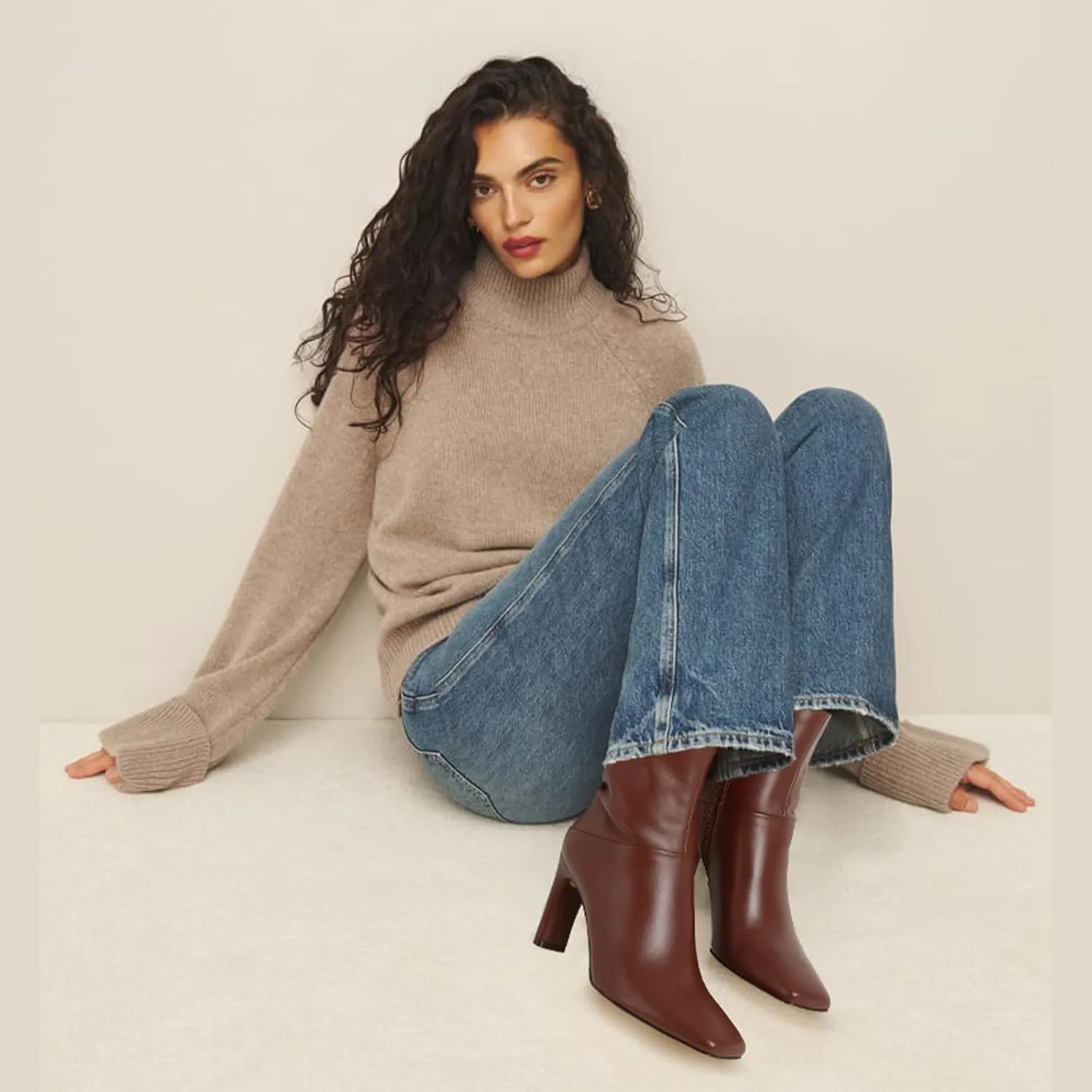 Uacllcau Ankle Boots for Women Square Toe High Heel Block Mid Calf Side Zipper Short Booties Gogo Fashion Fall Winter Boots