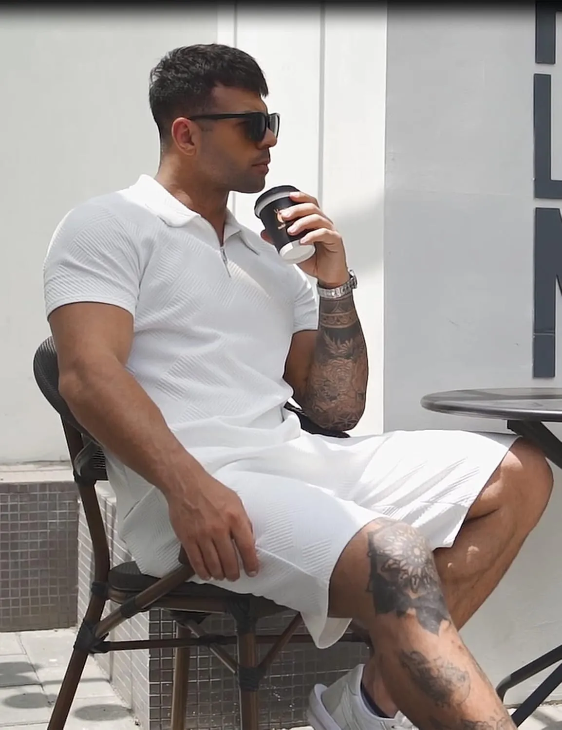 URRU Men's Polo Shirt and Shorts Set Summer Outfits Fashion Casual Short Sleeve Polo Suit for Men 2 Piece Short Set