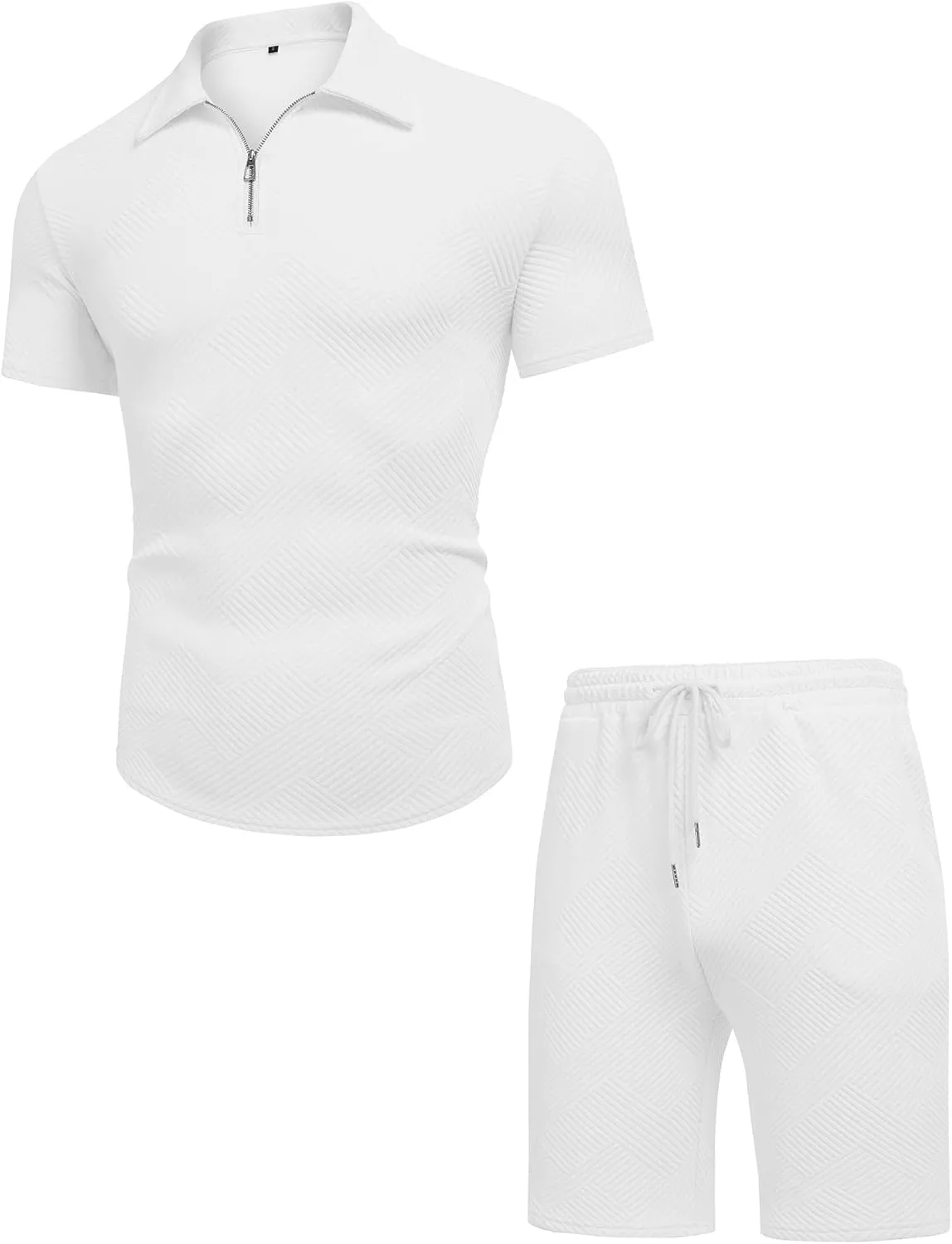 URRU Men's Polo Shirt and Shorts Set Summer Outfits Fashion Casual Short Sleeve Polo Suit for Men 2 Piece Short Set
