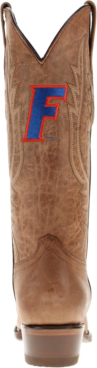 Vaccari Women's Paige Genuine Leather & Collegiate Embroidery Snip Toe Cowgirl Boots
