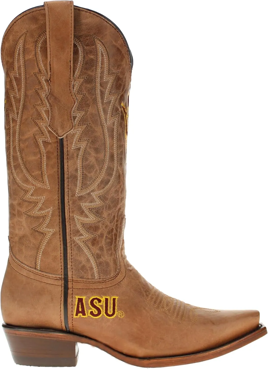 Vaccari Women's Paige Genuine Leather & Collegiate Embroidery Snip Toe Cowgirl Boots