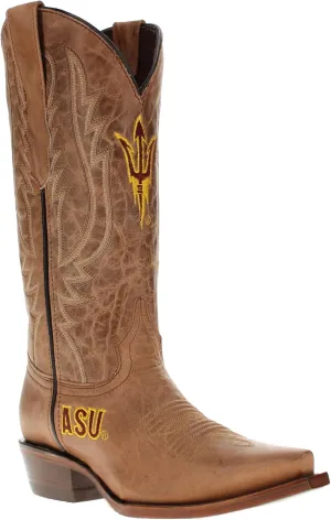 Vaccari Women's Paige Genuine Leather & Collegiate Embroidery Snip Toe Cowgirl Boots