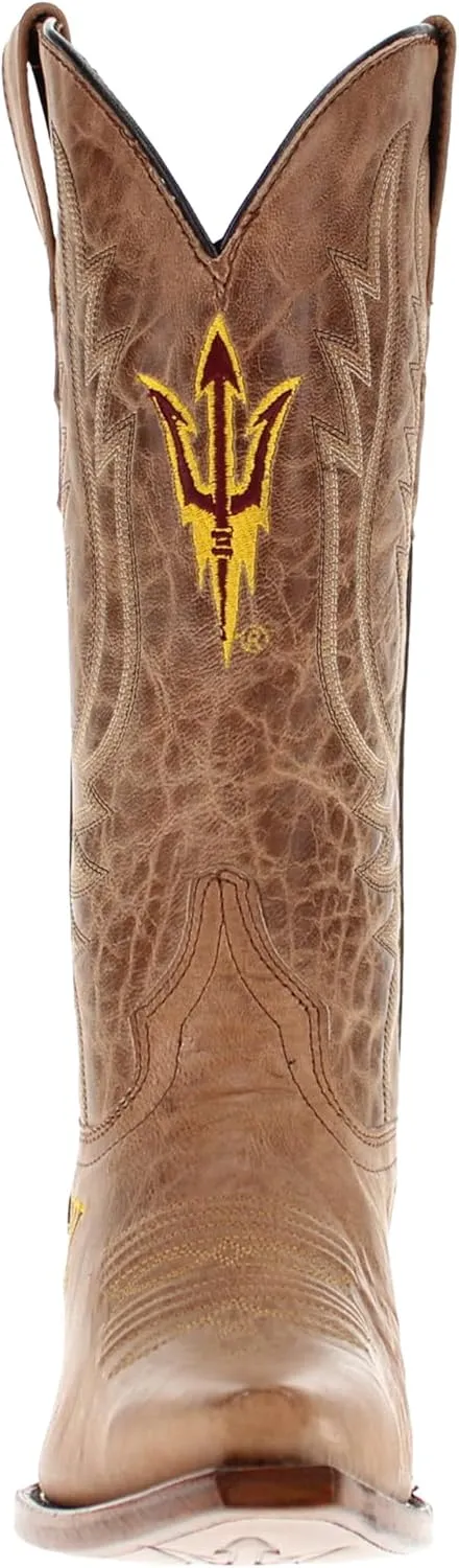 Vaccari Women's Paige Genuine Leather & Collegiate Embroidery Snip Toe Cowgirl Boots