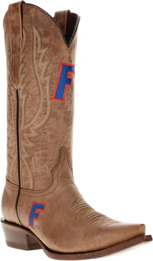 Vaccari Women's Paige Genuine Leather & Collegiate Embroidery Snip Toe Cowgirl Boots