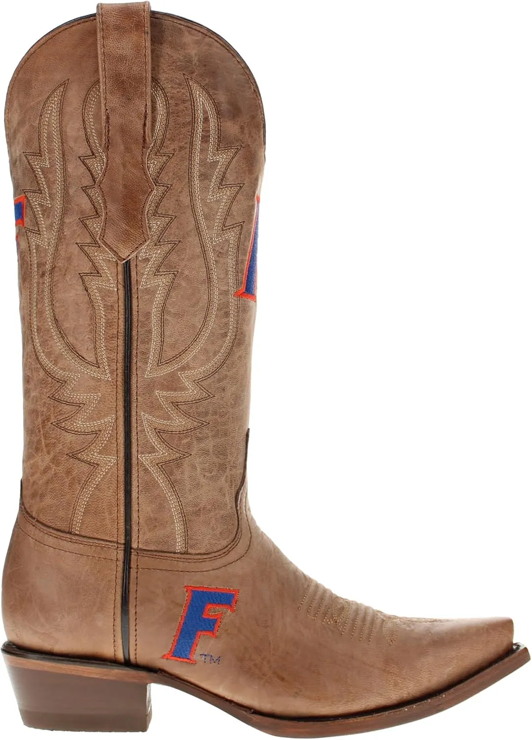Vaccari Women's Paige Genuine Leather & Collegiate Embroidery Snip Toe Cowgirl Boots
