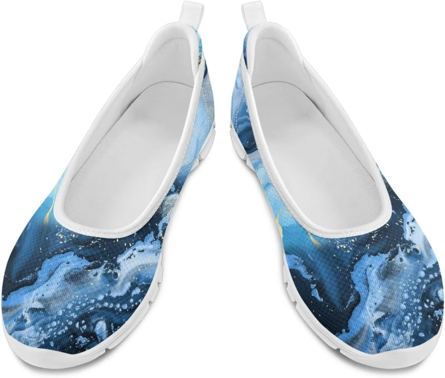 Various Stylish Marble Print Ballet Flats Shoes for Women Round Toe Slip On Mesh Casual Sneakers Fit Comfort Outdoor Walking Platform Loafers