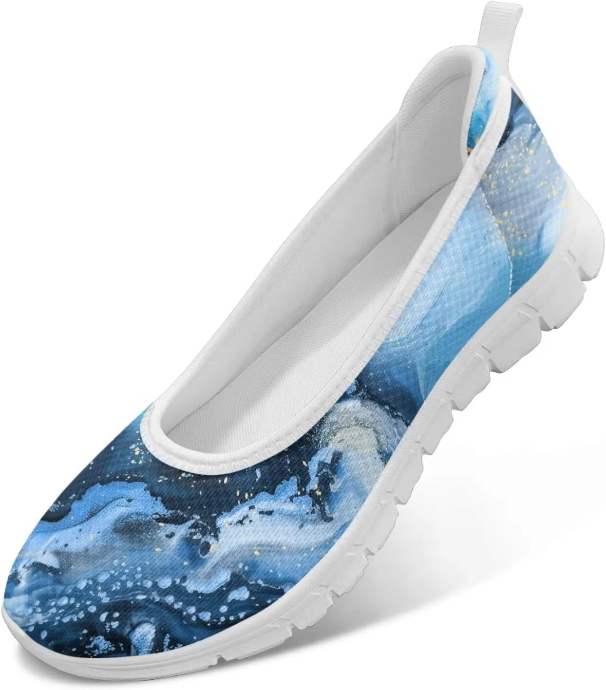 Various Stylish Marble Print Ballet Flats Shoes for Women Round Toe Slip On Mesh Casual Sneakers Fit Comfort Outdoor Walking Platform Loafers