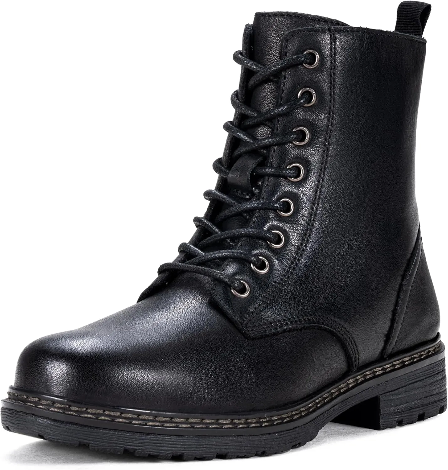 Vepose Women’s Combat Ankle Boots Lace up Classic Short Low Heel Zipper 9623 Booties