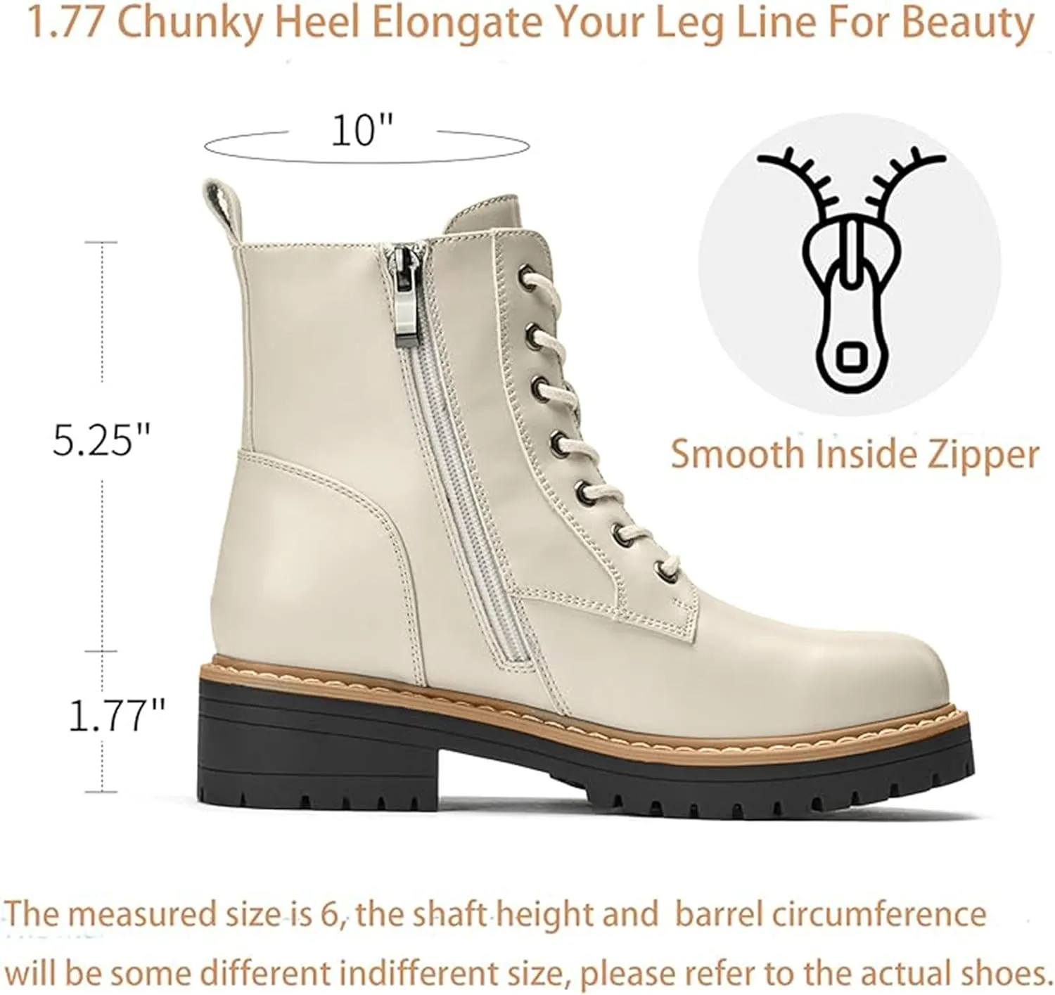 VERDASCO Womens Boots Ladies Casual Water-Resistant Lace Up With Zipper Inside Boots Fashion Round Toe Lug Sole Ankle Boots&Booties for Women