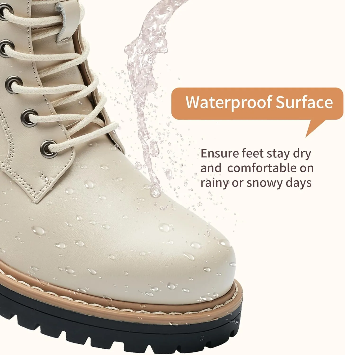 VERDASCO Womens Boots Ladies Casual Water-Resistant Lace Up With Zipper Inside Boots Fashion Round Toe Lug Sole Ankle Boots&Booties for Women