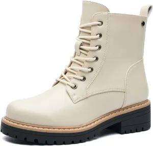 VERDASCO Womens Boots Ladies Casual Water-Resistant Lace Up With Zipper Inside Boots Fashion Round Toe Lug Sole Ankle Boots&Booties for Women