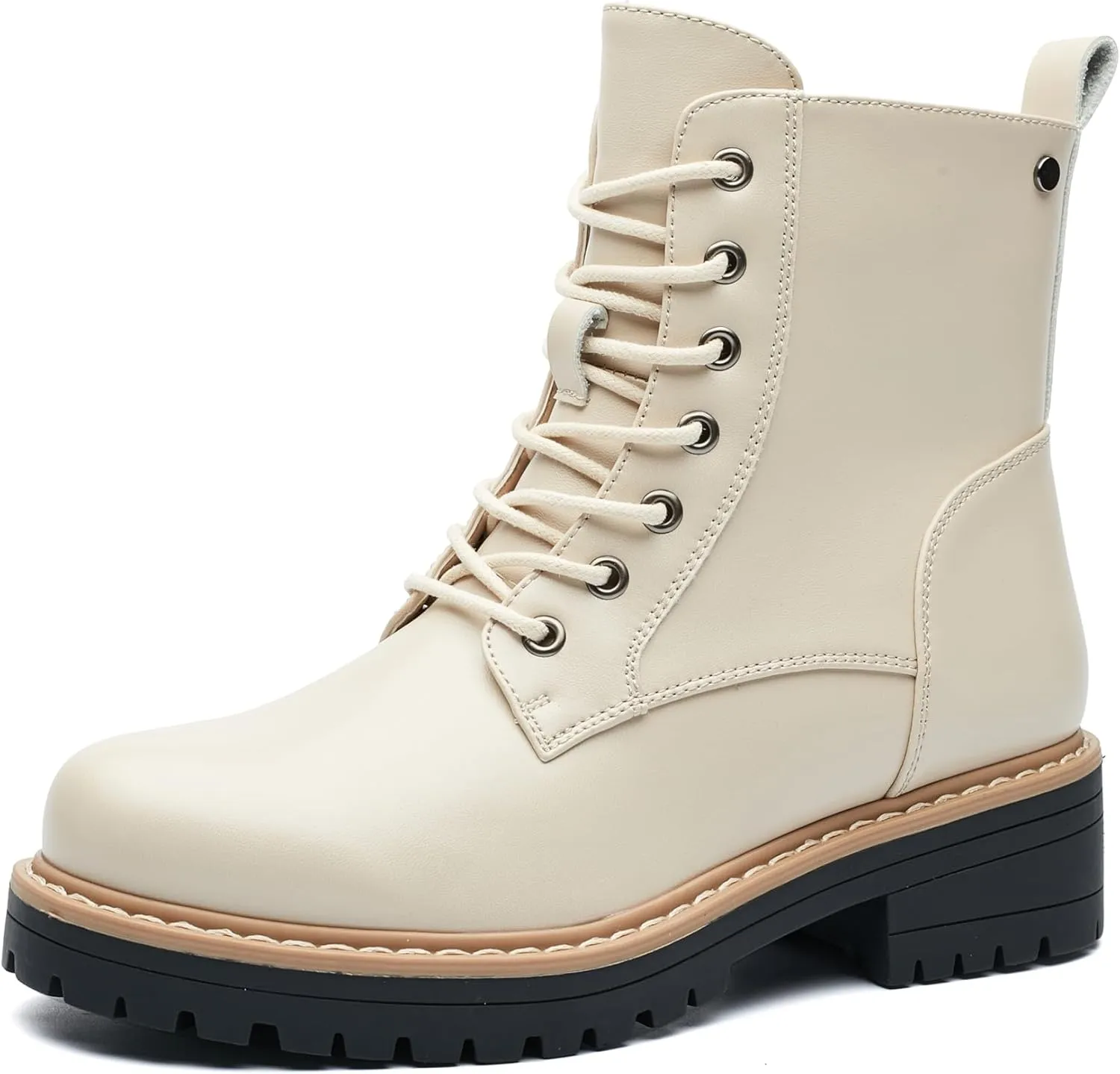 VERDASCO Womens Boots Ladies Casual Water-Resistant Lace Up With Zipper Inside Boots Fashion Round Toe Lug Sole Ankle Boots&Booties for Women