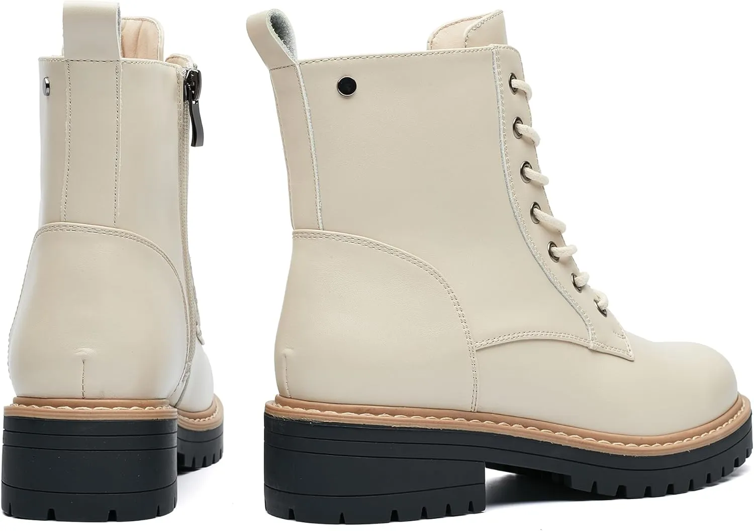 VERDASCO Womens Boots Ladies Casual Water-Resistant Lace Up With Zipper Inside Boots Fashion Round Toe Lug Sole Ankle Boots&Booties for Women