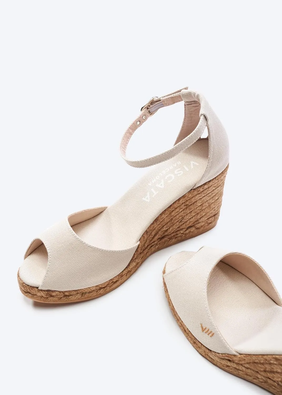 Viscata Aiguafreda Espadrille Canvas Wedges Spain Handmade 3 ½” Heel Women's Open Toe Sandals with Breathable Organic Cotton Canvas and 100% Natural Jute Midsole for all Occasions: Casual, Work, Party