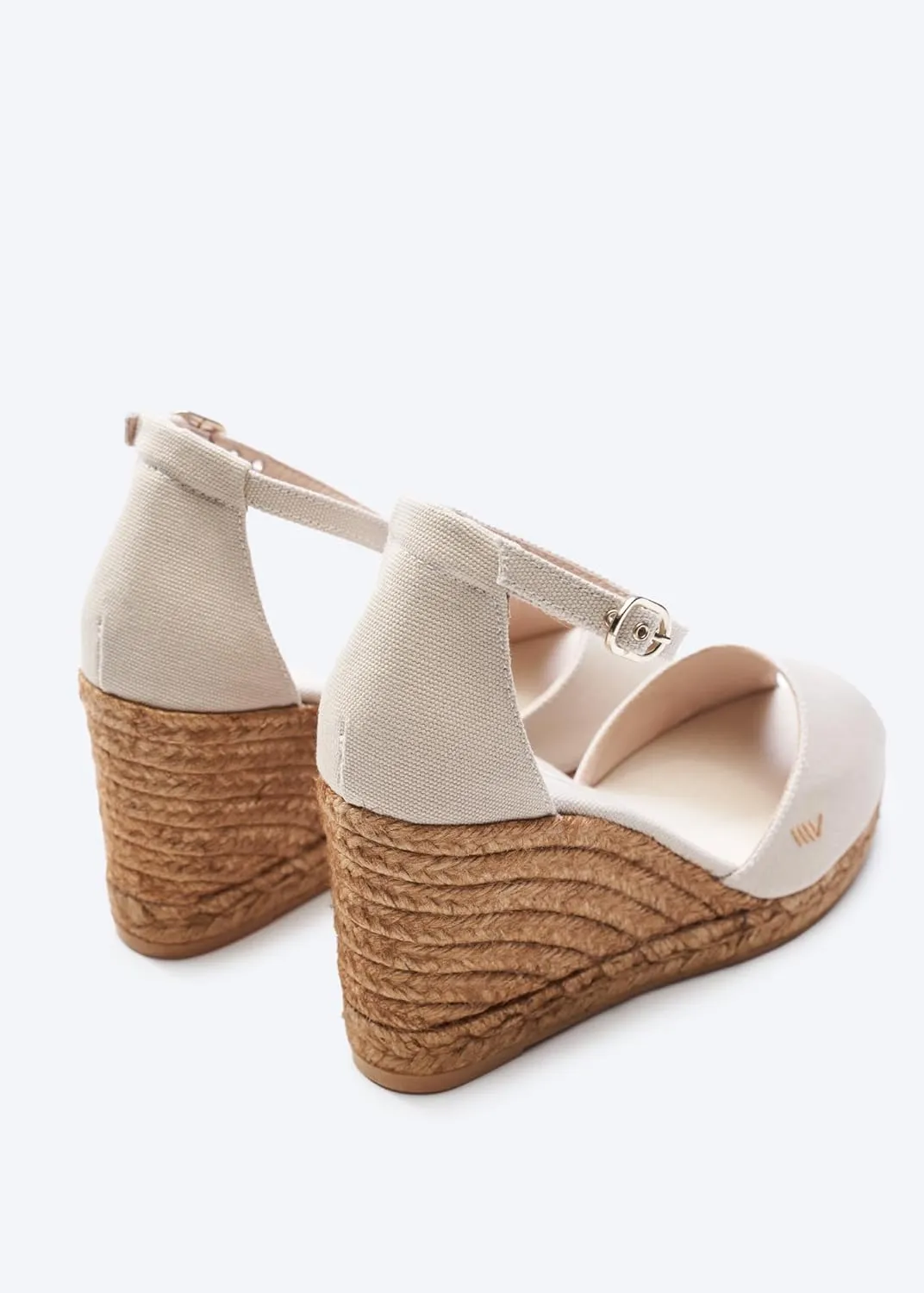 Viscata Aiguafreda Espadrille Canvas Wedges Spain Handmade 3 ½” Heel Women's Open Toe Sandals with Breathable Organic Cotton Canvas and 100% Natural Jute Midsole for all Occasions: Casual, Work, Party