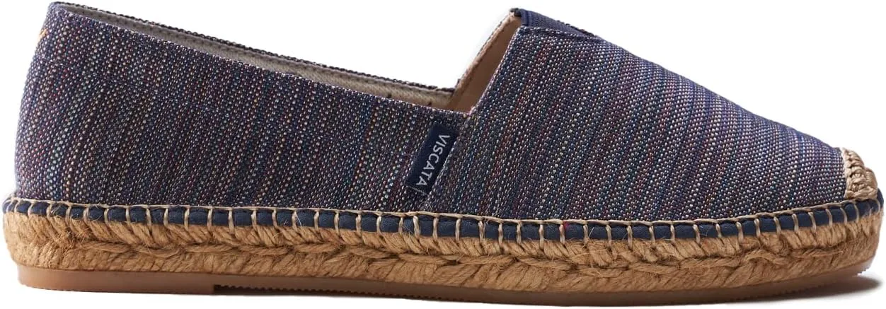 VISCATA Barceloneta Espadrille Canvas Women's Flat Slip On Shoes Handmade in Spain Fashionable Organic Cotton Canvas Lightweight Material with 100% Natural Jute Midsole for All Casual Occasions
