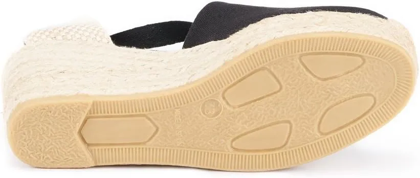 VISCATA Bisbe Canvas Platform Handmade 3 ½” Heel Women's Wedge Sandals with Breathable Cotton Canvas Soft Lace-Up Ankle Ties and 100% Natural Jute Midsole for all Casual Occasions