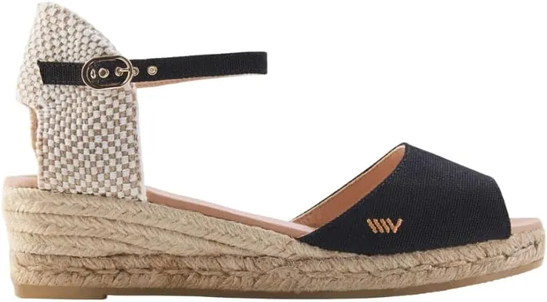 VISCATA Cavall Espadrille Canvas Low Wedges Spain Handmade 2” Heel Women's Open Toe Sandals with Breathable Organic Cotton Canvas and 100% Natural Jute Midsole for all Occasions: Casual, Work, Party
