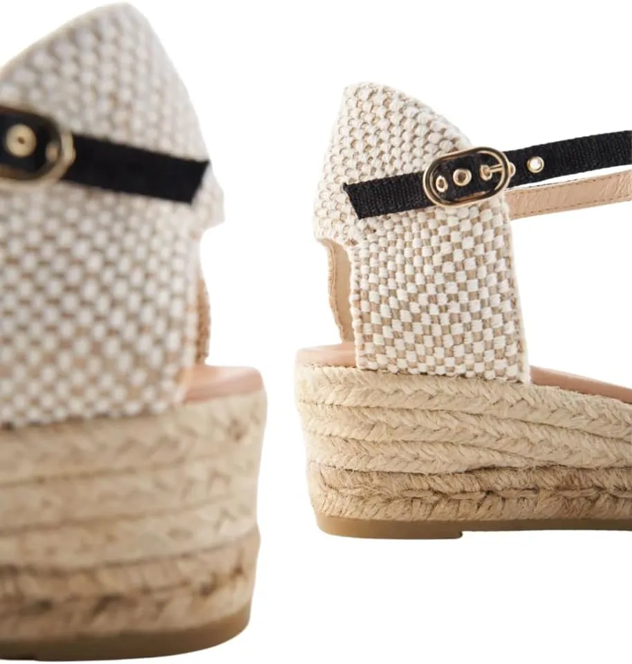 VISCATA Cavall Espadrille Canvas Low Wedges Spain Handmade 2” Heel Women's Open Toe Sandals with Breathable Organic Cotton Canvas and 100% Natural Jute Midsole for all Occasions: Casual, Work, Party
