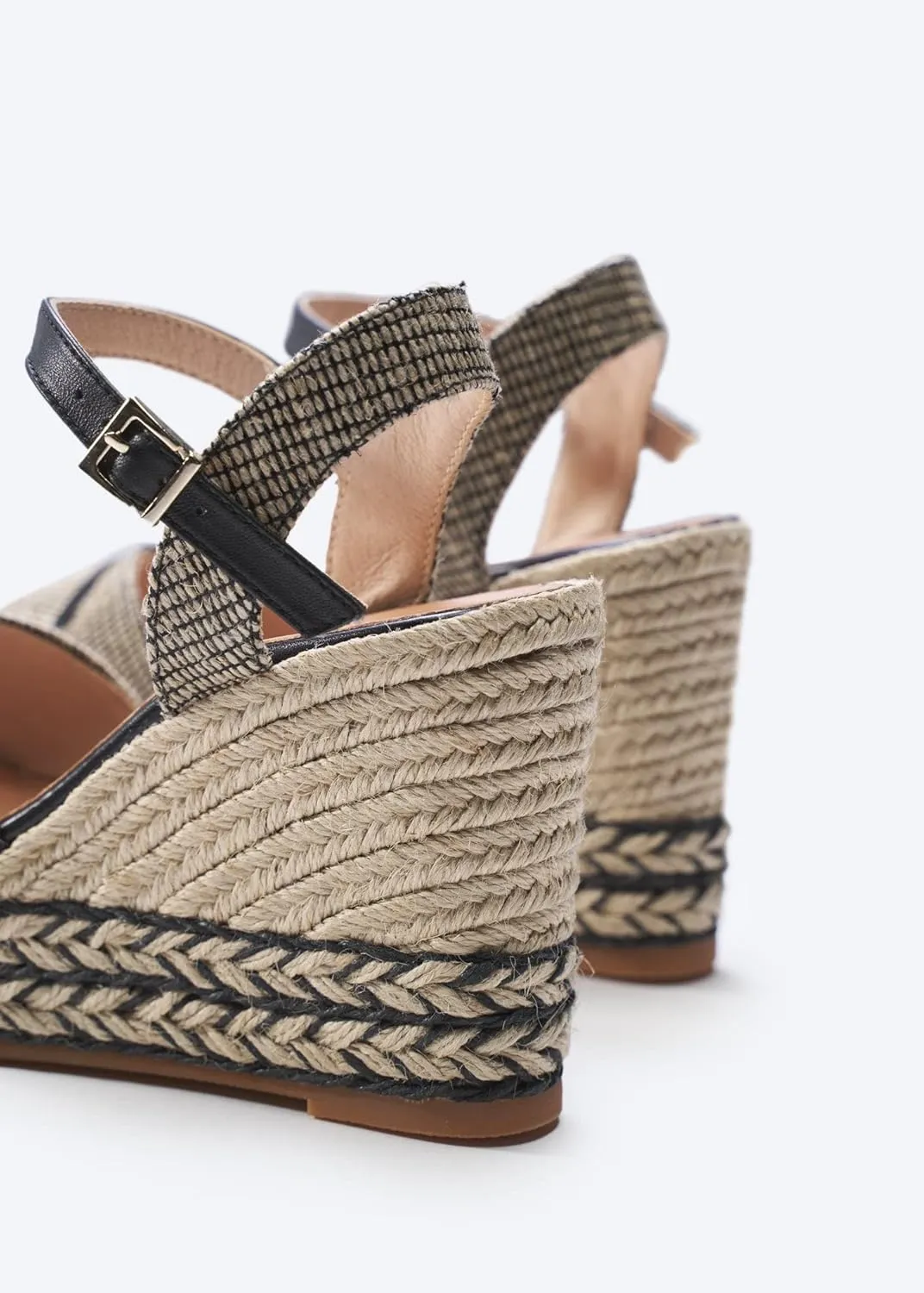 Viscata Empuria Women's Sandals 3 ¾ " espadrille wedge heels Spain Handmade. Platform ankle strap shoes made of soft, durable cotton canvas and woven with 100% natural jute and soft inner sole cushion
