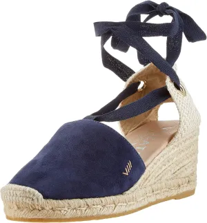 VISCATA Fosca Suede Wedge Handmade 2 ½” Heel Women's Sandals with Extra Cushioned Inner Sole, Soft Ankle Ties, and 100% Natural Jute Midsole for Comfort and Style